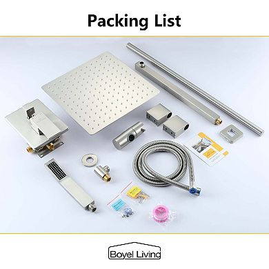 1-Spray Patterns with 2.5 GPM 12 in. Wall Mount Dual Shower Heads with Pressure Balance Valve