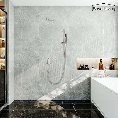 1-Spray Patterns with 2.5 GPM 12 in. Wall Mount Dual Shower Heads with Pressure Balance Valve