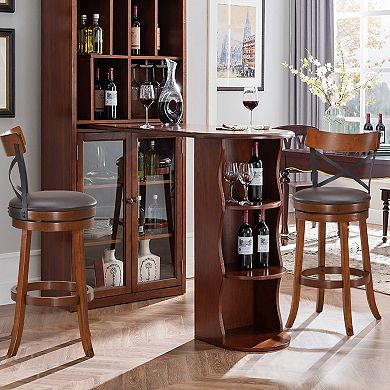 Costway Bar Stools Swivel 29.5'' Dining Bar Chairs with Rubber Wood Legs