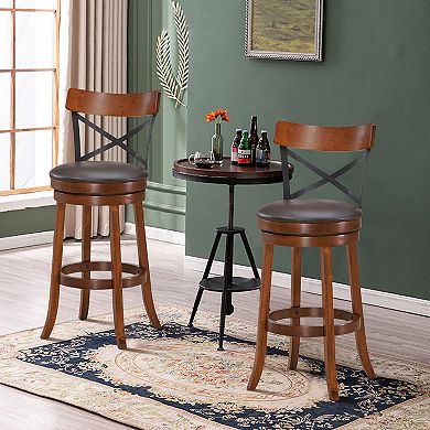 Costway Bar Stools Swivel 29.5'' Dining Bar Chairs with Rubber Wood Legs
