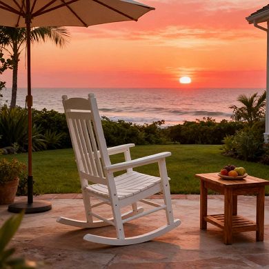 WOW PIONEER Sturdy Rocking Lounge Chair for Outdoor Relaxation and Comfortable Seating