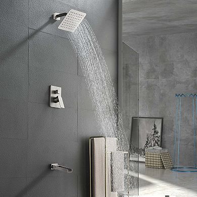 1-Spray Pattern 8 in Wall Mount Tub and Shower Faucet 2.5 GPM with Single Handle, Valve Included