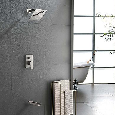 1-Spray Pattern 8 in Wall Mount Tub and Shower Faucet 2.5 GPM with Single Handle, Valve Included