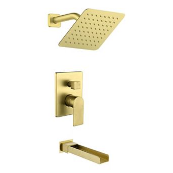 1-Spray Pattern 8 in Wall Mount Tub and Shower Faucet 2.5 GPM with Single Handle, Valve Included