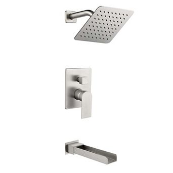 1-Spray Pattern 8 in Wall Mount Tub and Shower Faucet 2.5 GPM with Single Handle, Valve Included