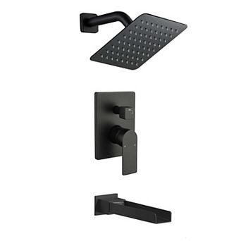 1-Spray Pattern 8 in Wall Mount Tub and Shower Faucet 2.5 GPM with Single Handle, Valve Included