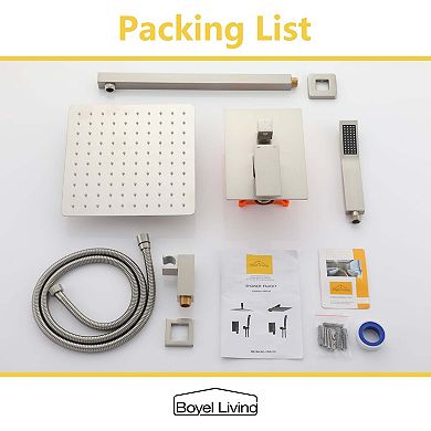 1-Spray Patterns with 2.5 GPM 10 in. Wall Mount Dual Shower Heads with Pressure Balance Valve