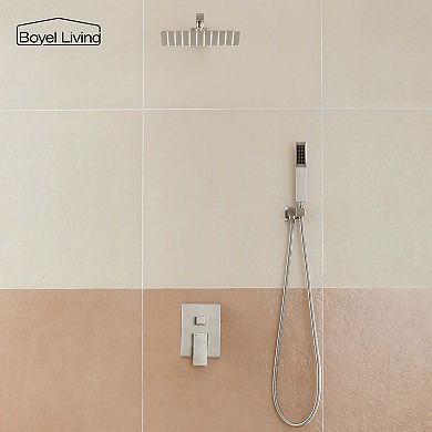 1-Spray Patterns with 2.5 GPM 10 in. Wall Mount Dual Shower Heads with Pressure Balance Valve