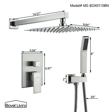 1-Spray Patterns with 2.5 GPM 10 in. Wall Mount Dual Shower Heads with Pressure Balance Valve