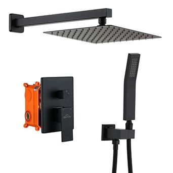 1-Spray Patterns with 2.5 GPM 10 in Wall Mount Dual Shower Heads with Pressure Balance Valve