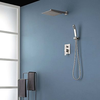 1-Spray 10 in. Wall Mount Dual Shower Head and Handheld Shower Head