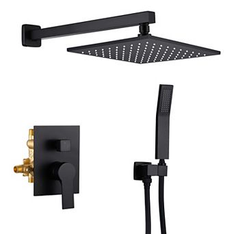1-Spray 10 in Wall Mount Dual Shower Head and Handheld Shower Head