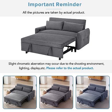 Whisen 59.5" Pull-out Sofa Bed Convertible Couch 2 Seat Loveseat Sofa Modern Sleeper Sofa