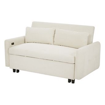 Whisen 59.5" Pull-out Sofa Bed Convertible Couch 2 Seat Loveseat Sofa Modern Sleeper Sofa