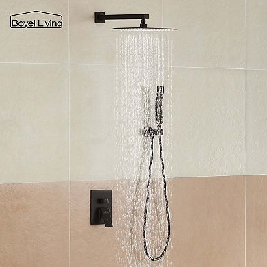 1-Spray Patterns with 2.5 GPM 10 in. Square Wall Mount Dual Shower Heads with Pressure Balance Valve