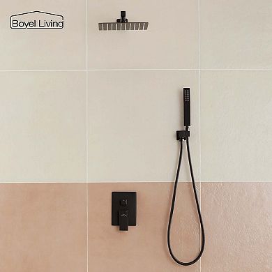 1-Spray Patterns with 2.5 GPM 10 in. Square Wall Mount Dual Shower Heads with Pressure Balance Valve