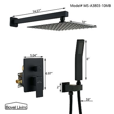 1-Spray Patterns with 2.5 GPM 10 in. Square Wall Mount Dual Shower Heads with Pressure Balance Valve