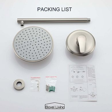 1-Spray Patterns with 3.4 GPM 9 in. Wall Mount Rain Fixed Shower Head, Single Lever Handle, Valve