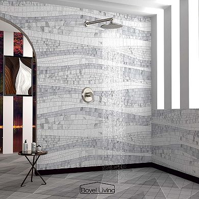1-Spray Patterns with 3.4 GPM 9 in. Wall Mount Rain Fixed Shower Head, Single Lever Handle, Valve