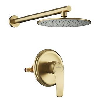 1-Spray Patterns with 3.4 GPM 9 in Wall Mount Rain Fixed Shower Head, Single Lever Handle, Valve