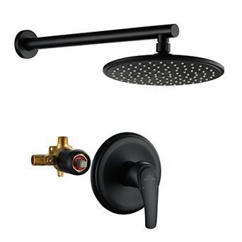 1-Spray Patterns with 3.4 GPM 9 in Wall Mount Rain Fixed Shower Head, Single Lever Handle, Valve