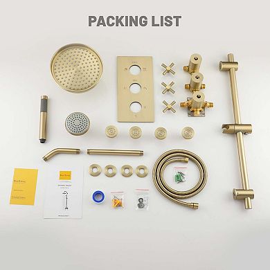 1-Spray Patterns with 2.5 GPM 8 in. Wall Mount Dual Shower Heads, Hand Shower and 4 Body Sprays