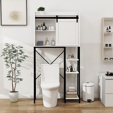 ELEMENT ACE Over The Toilet Storage Cabinet with Sliding Barn Door and Adjustable Shelves