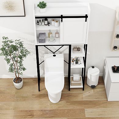 ELEMENT ACE Over The Toilet Storage Cabinet with Sliding Barn Door and Adjustable Shelves