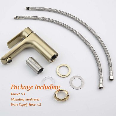 1.2 GPM Single Handle Single Hole Bathroom Faucet with Water Supply Hose and Built-in Aerator