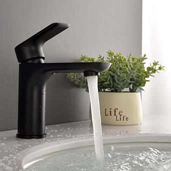 1.2 GPM Single Handle Single Hole Bathroom Faucet with Water Supply Hose and Built-in Aerator