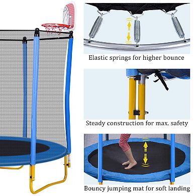 Whisen 5.5FT Kids Trampoline with Enclosure Net