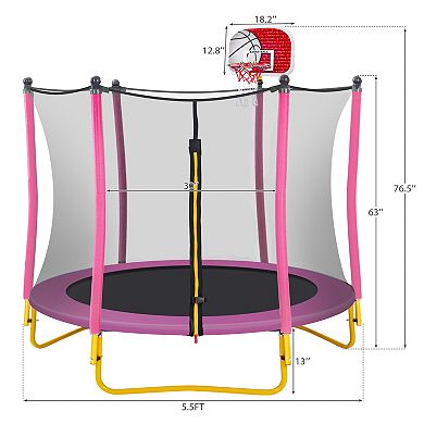 Whisen 5.5FT Kids Trampoline with Enclosure Net