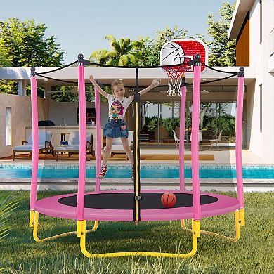 Whisen 5.5FT Kids Trampoline with Enclosure Net