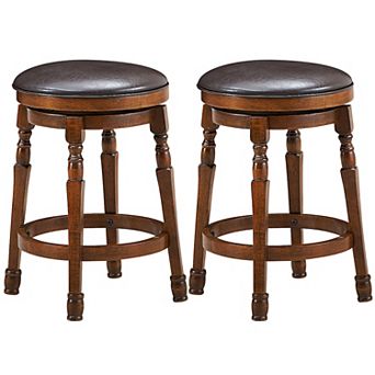 Costway 24'' Swivel Bar Stool Leather Padded Dining Kitchen Pub Chair Backless