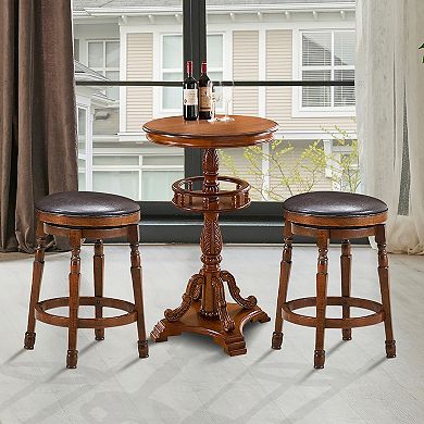 Costway 24'' Swivel Bar Stool Leather Padded Dining Kitchen Pub Chair Backless