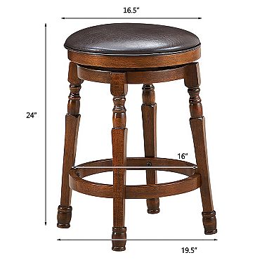 Costway 24'' Swivel Bar Stool Leather Padded Dining Kitchen Pub Chair Backless