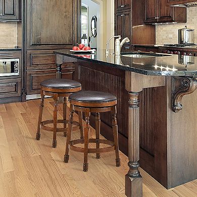 Costway 24'' Swivel Bar Stool Leather Padded Dining Kitchen Pub Chair Backless