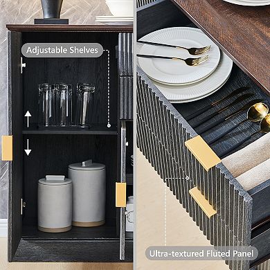 Buffet Sideboard Cabinet w/ Storage, Modern Buffet Table w/ Adjustable Shelves, Coffee Bar Cabinet