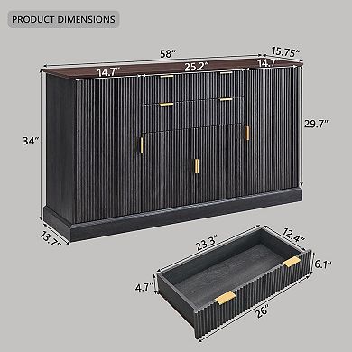 Buffet Sideboard Cabinet w/ Storage, Modern Buffet Table w/ Adjustable Shelves, Coffee Bar Cabinet