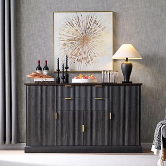 Buffet Sideboard Cabinet w/ Storage, Modern Buffet Table w/ Adjustable Shelves, Coffee Bar Cabinet