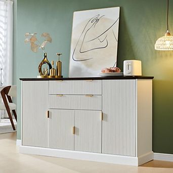 Buffet Sideboard Cabinet w/ Storage, Modern Buffet Table w/ Adjustable Shelves, Coffee Bar Cabinet
