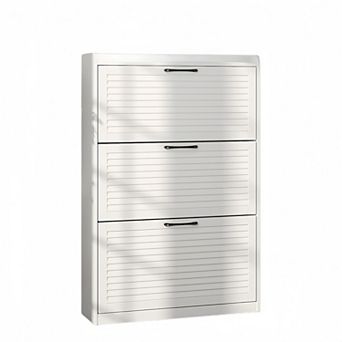 Shoe Storage Cabinet with 3 Flip Drawers, Narrow Freestanding Shoe Organizer for Entryway & Hallway