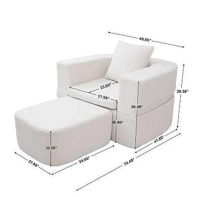 40 Inch Pull Out Couch, 2 in 1 Sleeper Sofa Bed