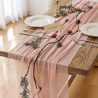 Pink Cheesecloth Table Runner, Boho Rustic Wedding & Party Decor