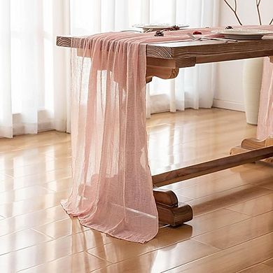Pink Cheesecloth Table Runner, Boho Rustic Wedding & Party Decor