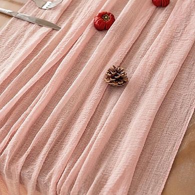 Pink Cheesecloth Table Runner, Boho Rustic Wedding & Party Decor