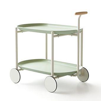 ELEMENT ACE Modern Mobile Storage Cart with Double Shelves for Kitchen and Living Room