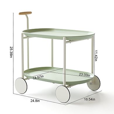 ELEMENT ACE Modern Mobile Storage Cart with Double Shelves for Kitchen and Living Room