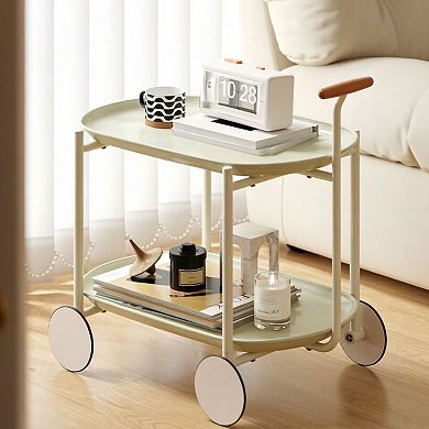 ELEMENT ACE Modern Mobile Storage Cart with Double Shelves for Kitchen and Living Room
