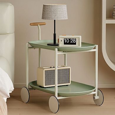 ELEMENT ACE Modern Mobile Storage Cart with Double Shelves for Kitchen and Living Room